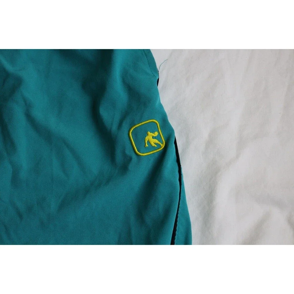 AND1 Basketball Shorts Mens Large Teal Yellow Black Vintage Style Baggy Athletic